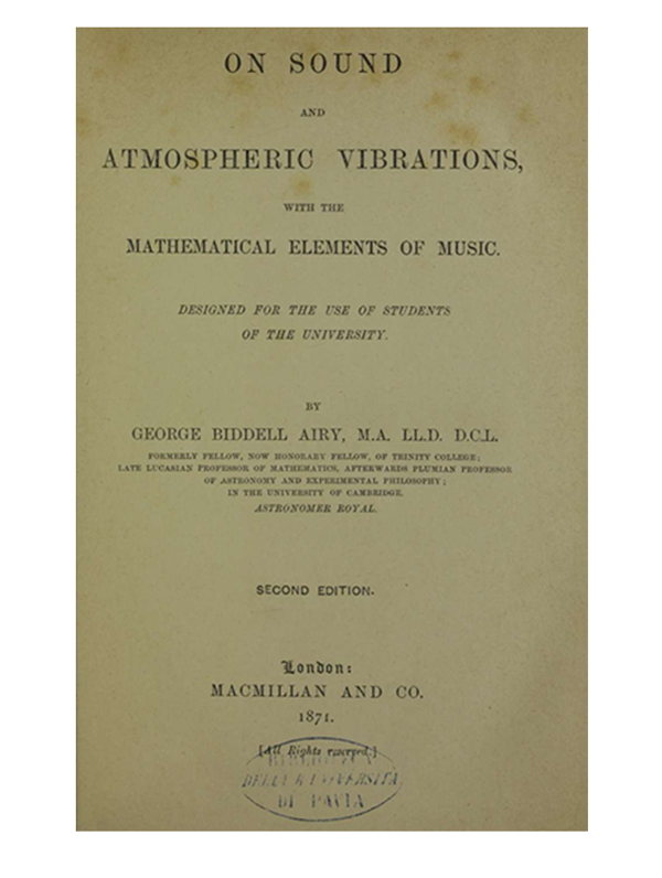 Capa do livro On sound and atmospheric vibrations with the mathematical elements of music (1871)